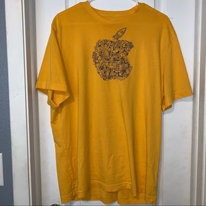 yellow t shirt with apply logo
